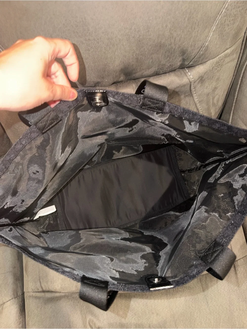 Victoria's Secret Black Lace-Pattern Tote with Branded Straps